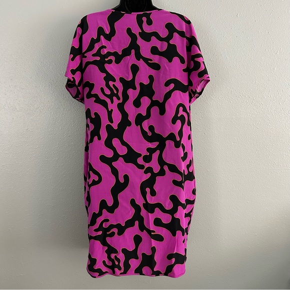 Diane Von Furstenberg DVF 100% Silk Firebird Print Shift Shirt Dress Size 10 - Picture 5 of 11